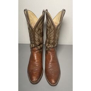 JUSTIN BROWN LEATHER COWBOY BOOTS 8732 MEN'S SIZE 9 D